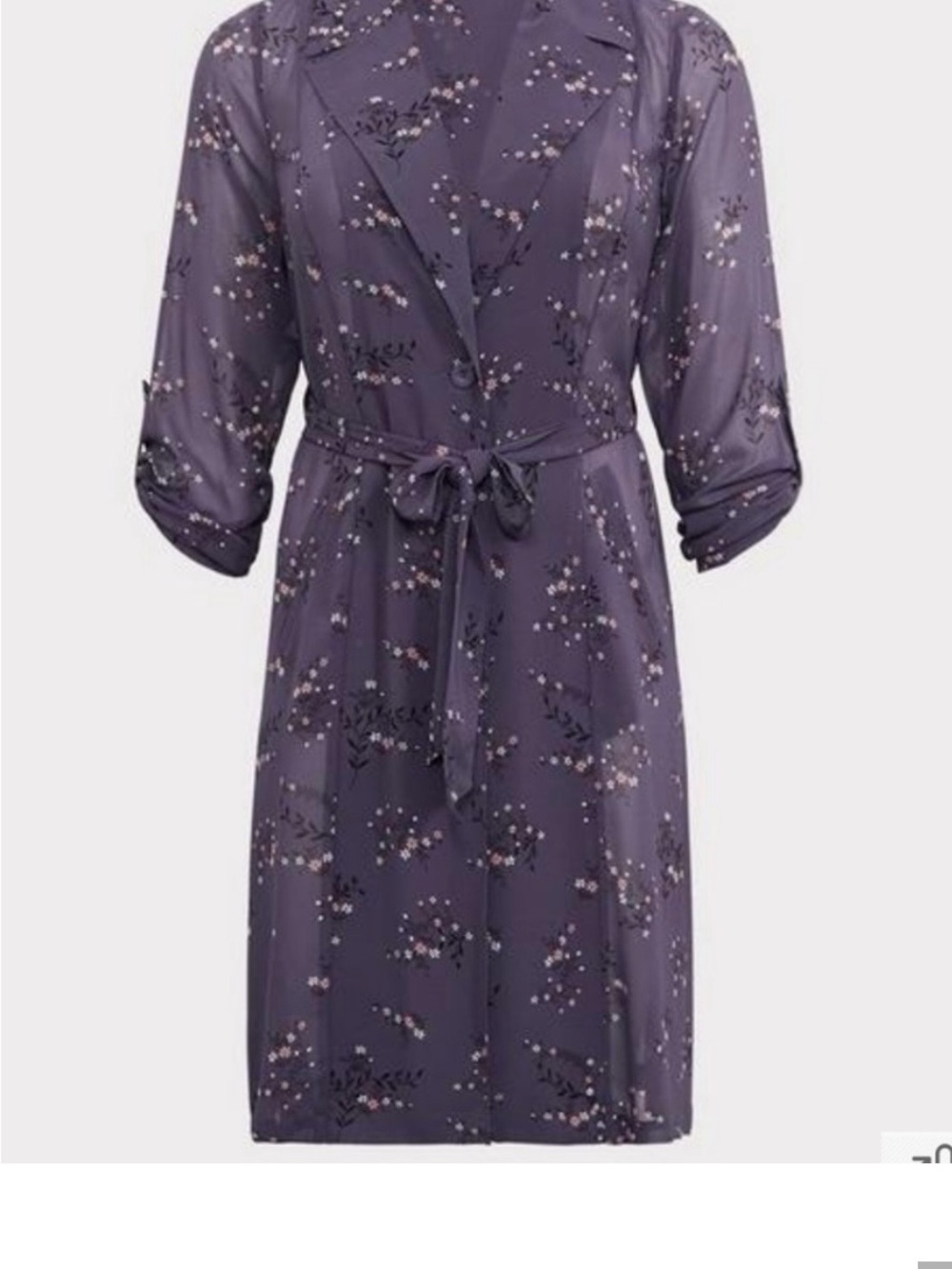 torrid gray Floral Trench Coat size 2